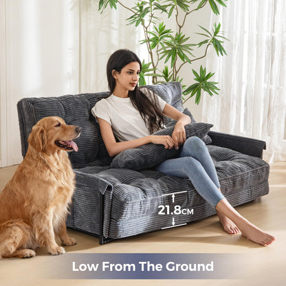 MAXYOYO Adjustable Floor Sofa Couch with 2 Pillows, Multi-Functional Bean Bag Bed, 5-Position Foldable Lazy Sofa Sleeper Bed with Armrest