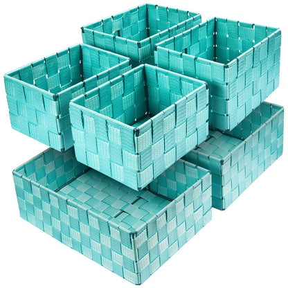 Uvellgift Storage Baskets, Set of 6 Stackable Multipurpose Storage Basket, Woven Baskets Storage for Organiser Storage of