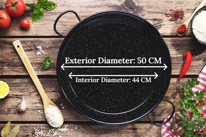 Alises - Enamelled Carbon Steel Pan (Naturally Non-Stick) Paella Pan 50 cm - Paella Pan Regular 50 cm
