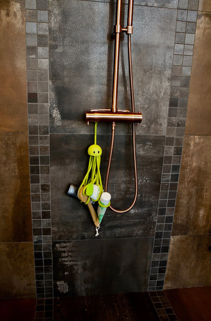 Formverket Octopus shampoo holder, shower gel holder, approx. 33 cm long, for hanging with 9 adjustable loops, latex, green