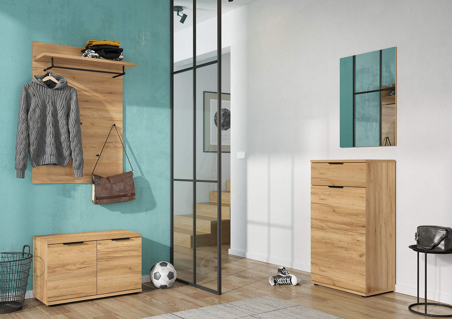 GERMANIA DIE MÖBELMACHER Wardrobe Panel, Acrylonitrile Butadiene Styrene Metal, Navarra Oak, 75 x 110 x 30 cm