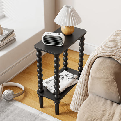JERX 3-Tier Narrow Side Table Small End Table Walnut Brown