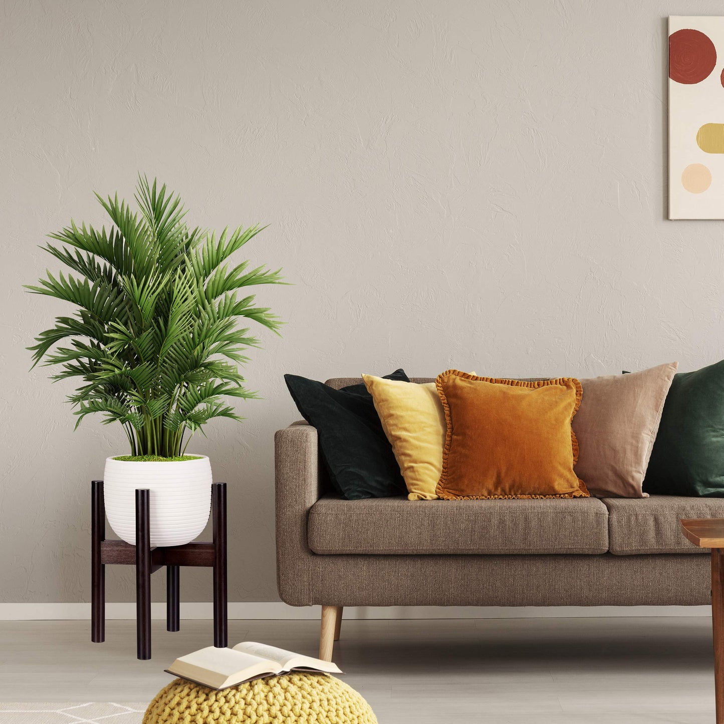 Relaxdays Bamboo Plant Stand, Adjustable, Flower Pots max. 32 cm, Pot Support, H: 35.5 cm, Brown