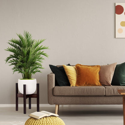 Relaxdays Bamboo Plant Stand, Adjustable, Flower Pots max. 32 cm, Pot Support, H: 35.5 cm, Brown