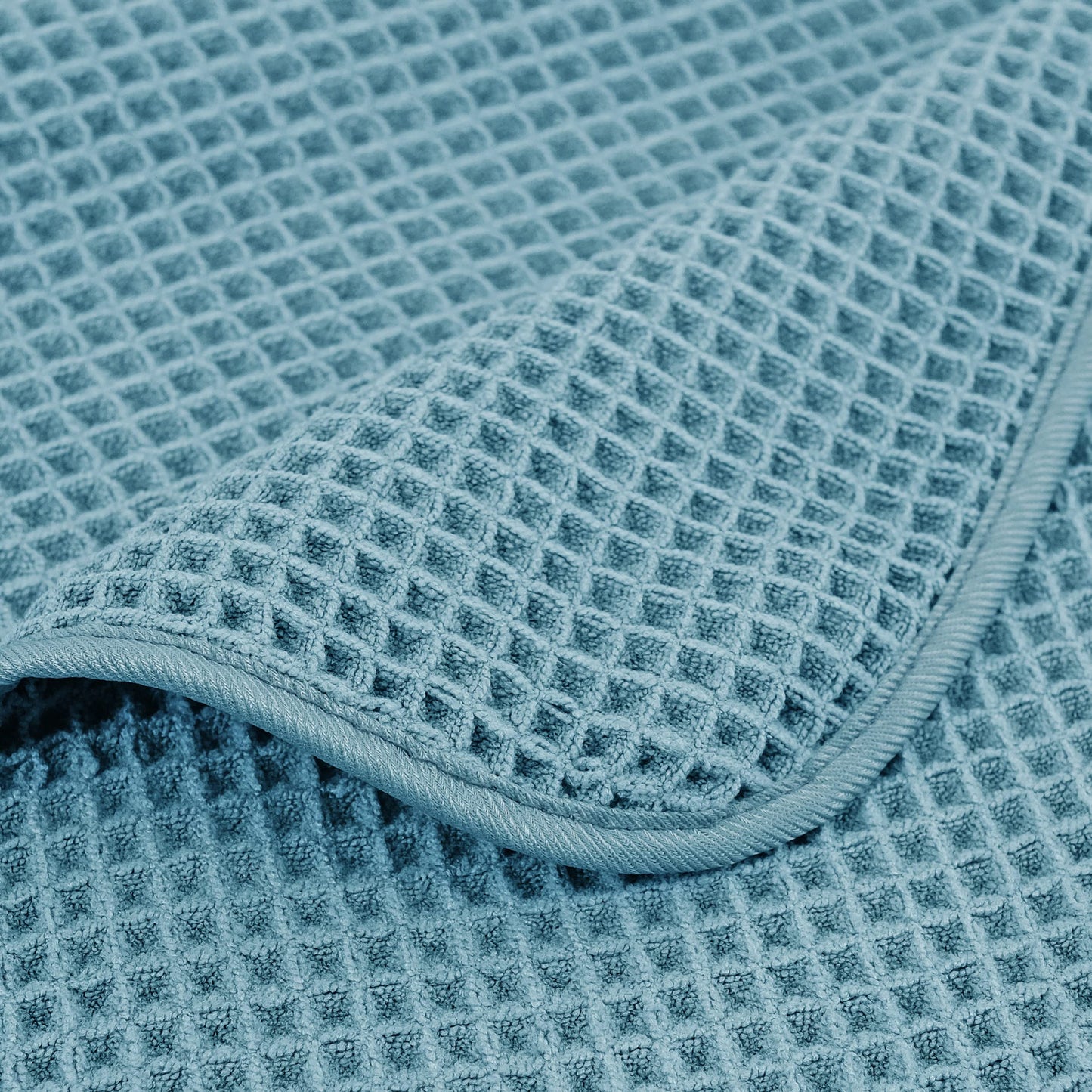 POLYTE Microfibre Quick Dry Lint Free Bath Sheet, 89 x 178 cm, Set of 2 (Green, Waffle Weave)