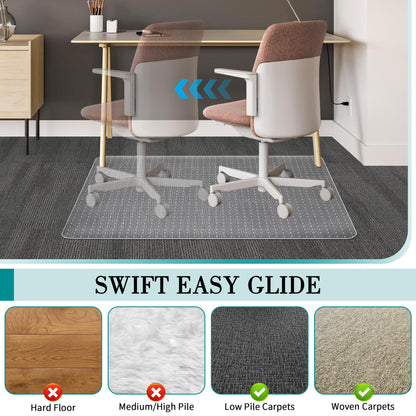 BesWin Office Chair Mat for Carpet, 120 x 150 cm Transparent Plastic Carpet Protector for Low Pile Carpets