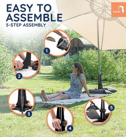 Baser Parasol Base with fillable Sandbag weights 40 KG, up to 3.3 M Parasol, Made of Recycled Materials in Denmark