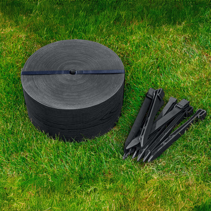 UNIGARDIA Flexible Lawn Edging 20 m with 40 Securing Pegs - Height 13 cm, Thickness 3 mm - Plastic Grass Border & Flower Bed Garden Edging - Easy to