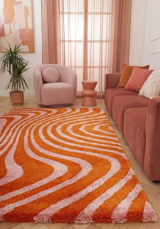 Joli Striped Orange & Pink Rug