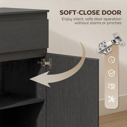 HOMCOM Modern Chest Of Drawers, 5 Drawer Dresser with Adjustable Shelf, Soft-Close Door, Black
