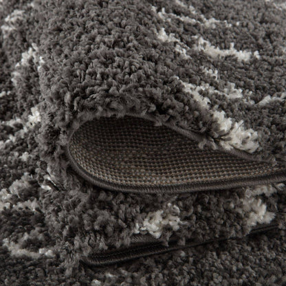 Moroccan Dark Grey Shaggy Rug | 940