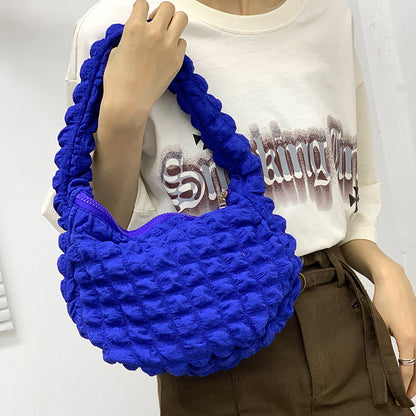 Women's Fashion Casual Solid Color Pleated Clouds Underarm Bag