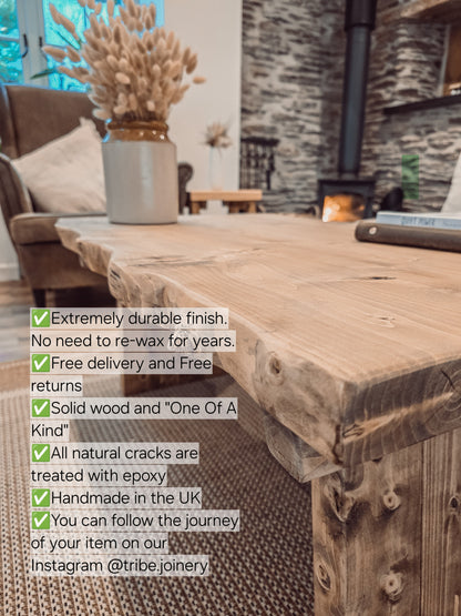 Live / Waney Edge Dining Table With X Cross Metal Legs