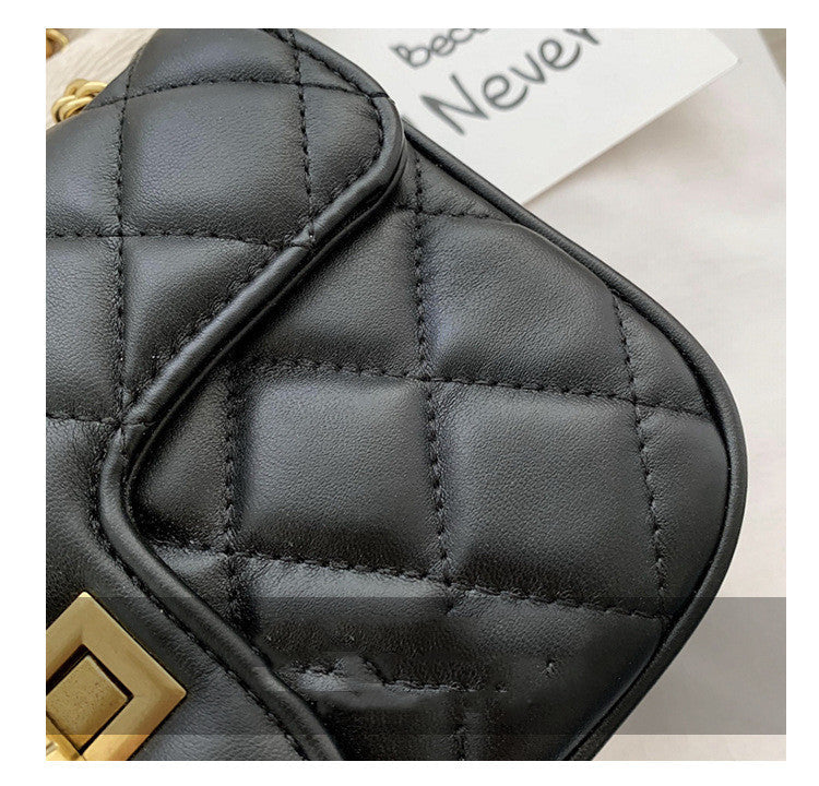One-shoulder diamond chain crossbody all-match small square bag