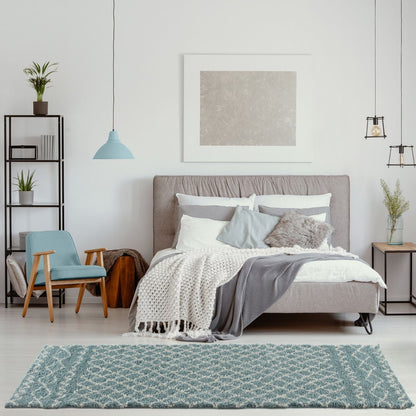 Moroccan Duck Egg Blue Shaggy Rug | 950