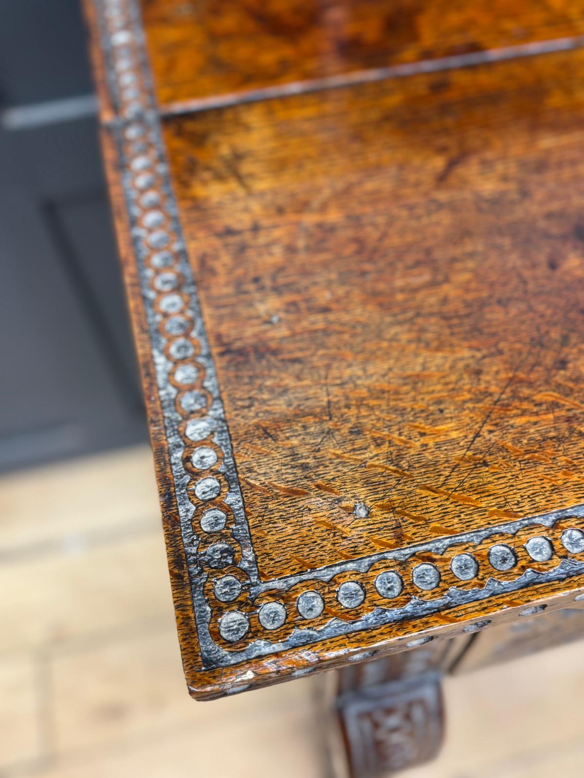Antique Anglo-Indian Carved Oak Hall Table Sideboard / Antique Console Side Table