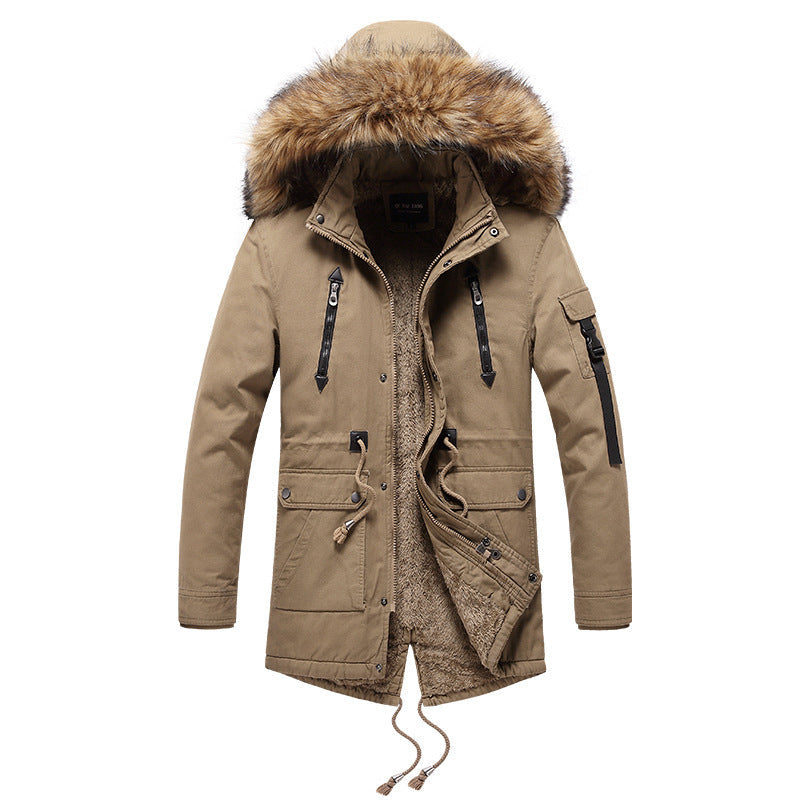Men's mid-length padded trench coat