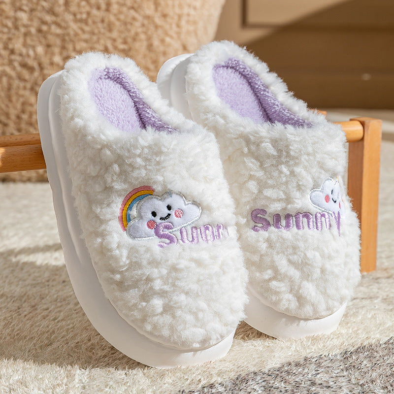 Cute Cartoon Cotton Slippers Thick Bottom Home Slippers Fashion Floor Bedroom Slipper Women Men Couples Warm House Shoes