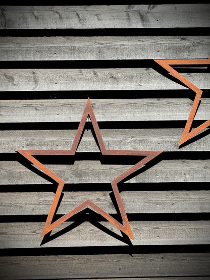 3 Large Rusty Metal barn STARS.