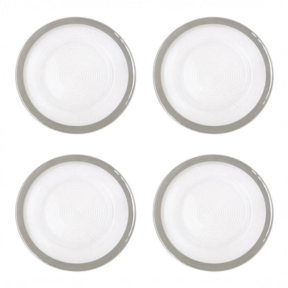Ida Set of Four 33cm Dia Embossed Charger Plates with Silver Rim