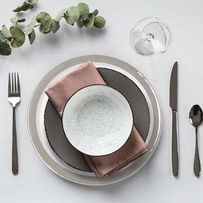 Ida Set of Four 33cm Dia Embossed Charger Plates with Silver Rim
