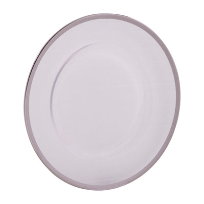 Ida Set of Four 33cm Dia Plain Charger Plates with Silver Rims