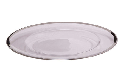 Ida Set of Four 33cm Dia Plain Charger Plates with Silver Rims
