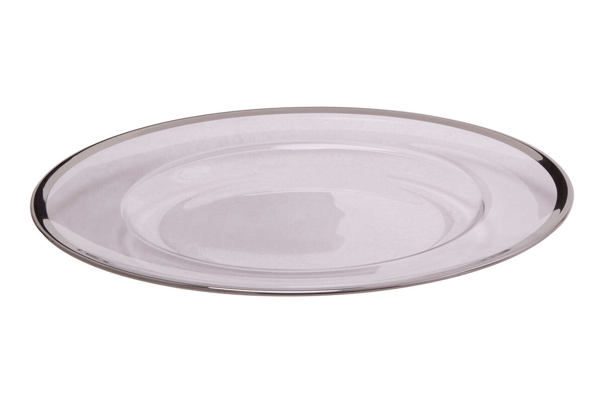 Ida Set of Four 33cm Dia Plain Charger Plates with Silver Rims