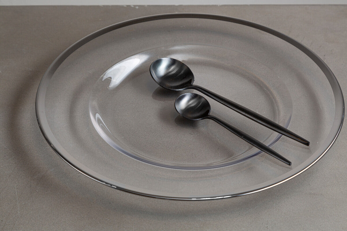 Ida Set of Four 33cm Dia Plain Charger Plates with Silver Rims
