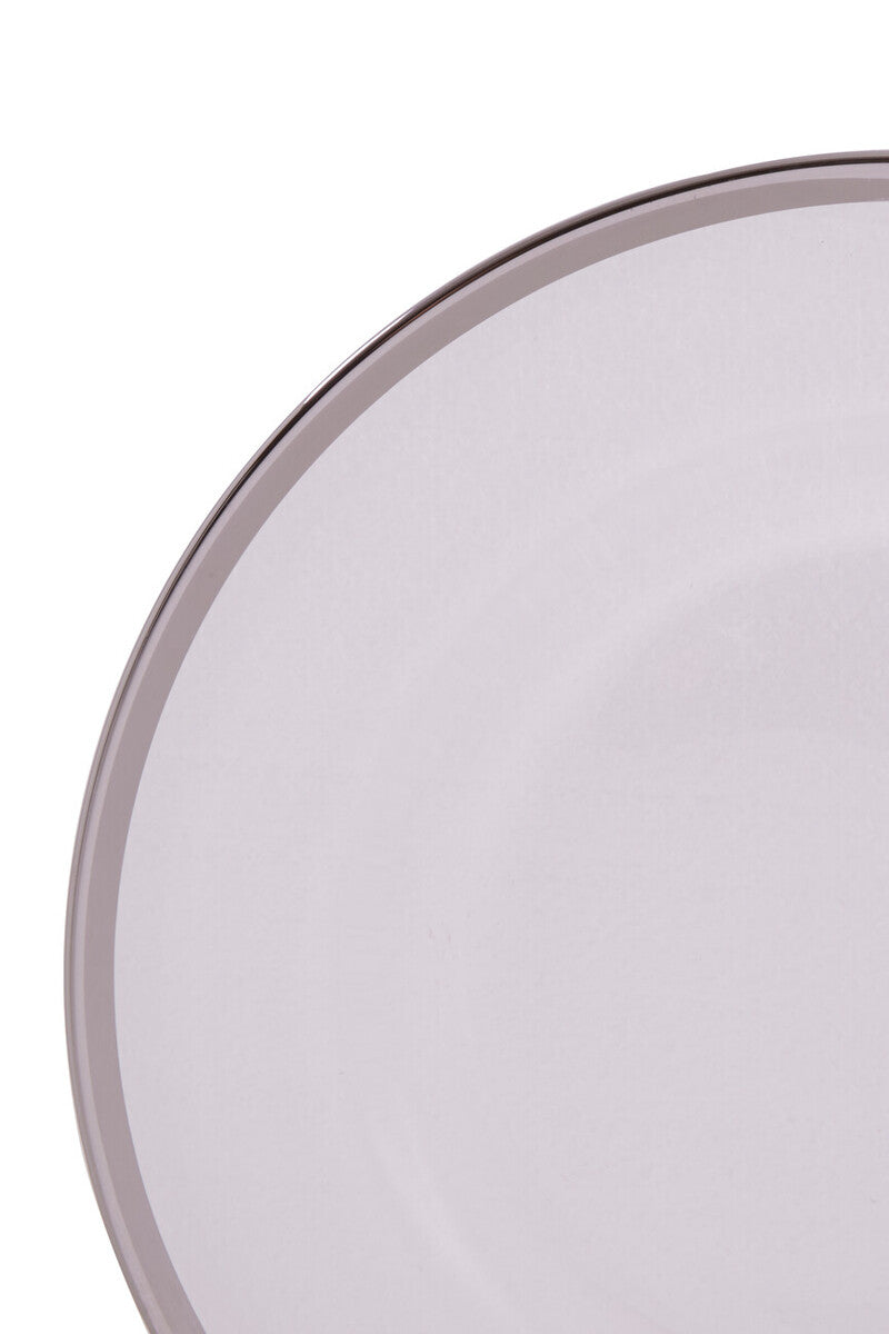 Ida Set of Four 33cm Dia Plain Charger Plates with Silver Rims