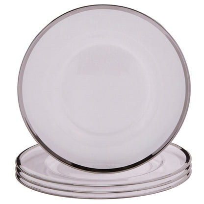 Ida Set of Four 33cm Dia Plain Charger Plates with Silver Rims
