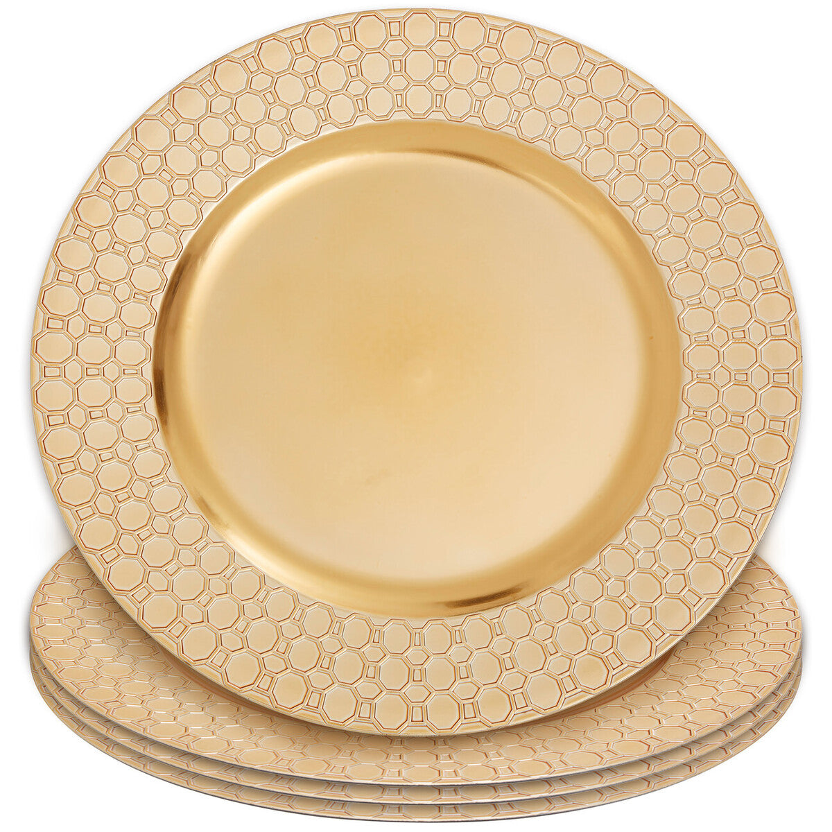 Dia Gold Charger Plate With Octagon Pattern Rim