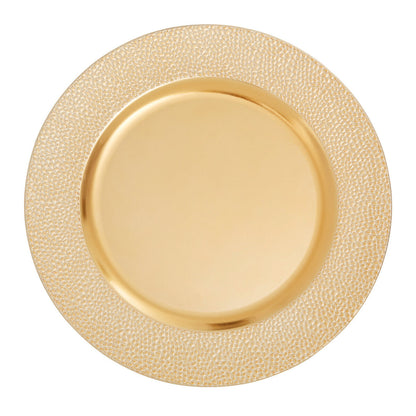 Set of Four 33cm Dia Gold Finish Pebble Effect Charger Plates