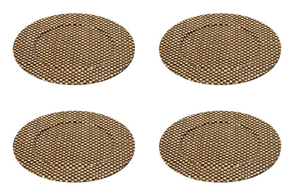 Set of Four 33cm Dia Pandanus Black and Natural Charger Plates