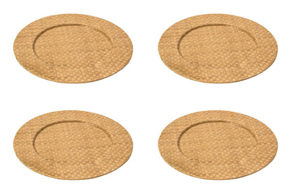 Set of Four 33cm Dia Pandanus Natural Charger Plates