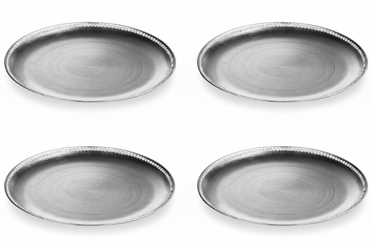 Set of Four 33cm Dia Radiance Silver Decorative Chargers