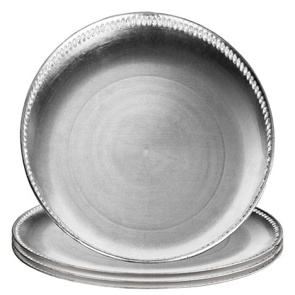 Set of Four 33cm Dia Radiance Silver Decorative Chargers