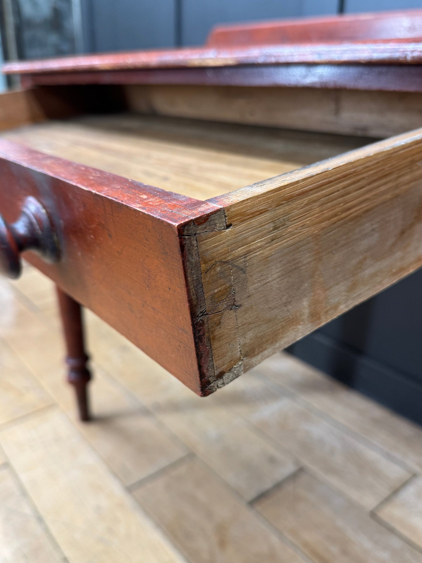 Antique Victorian Pine Writing Table Desk Console Side Table / Wash Stand