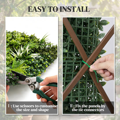 Outsunny Grass Wall Panels, 100 x 100 cm Artificial Grass Wall Decor with Tie Connectors, Greenery Backdrop Panels, Green