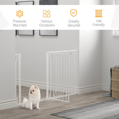 PawHut Extra Wide Dog Safety Gate, with Door Pressure, for Doorways, Hallways, Staircases - White