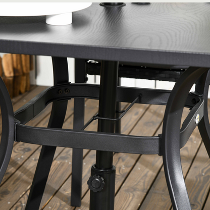 Outsunny 4 Seater Rattan Garden Dining Set Outdoor with Umbrella Hole - Black