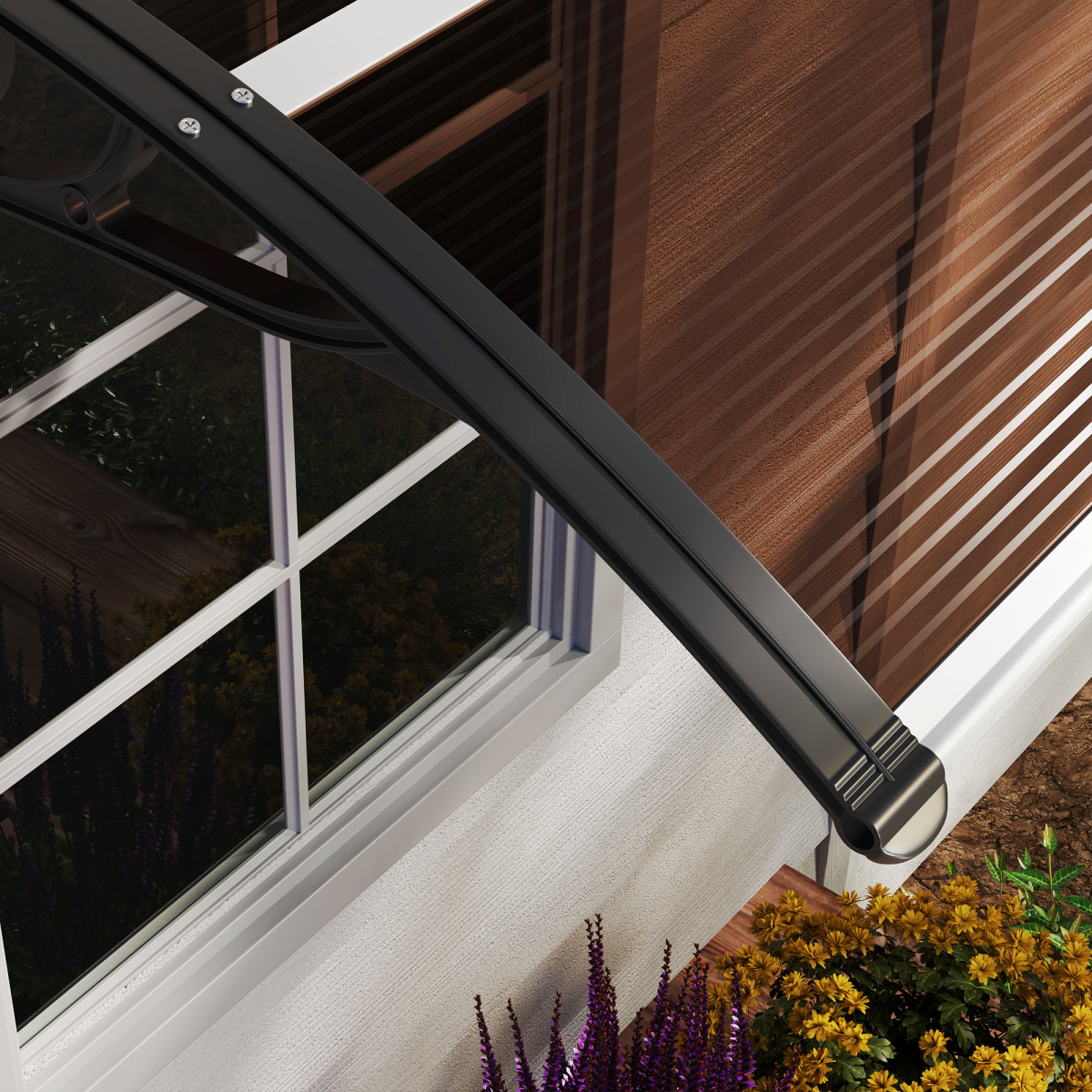 Outsunny Outdoor Window Door Canopy Fixed Awning Porch UV Water Cover Brown
