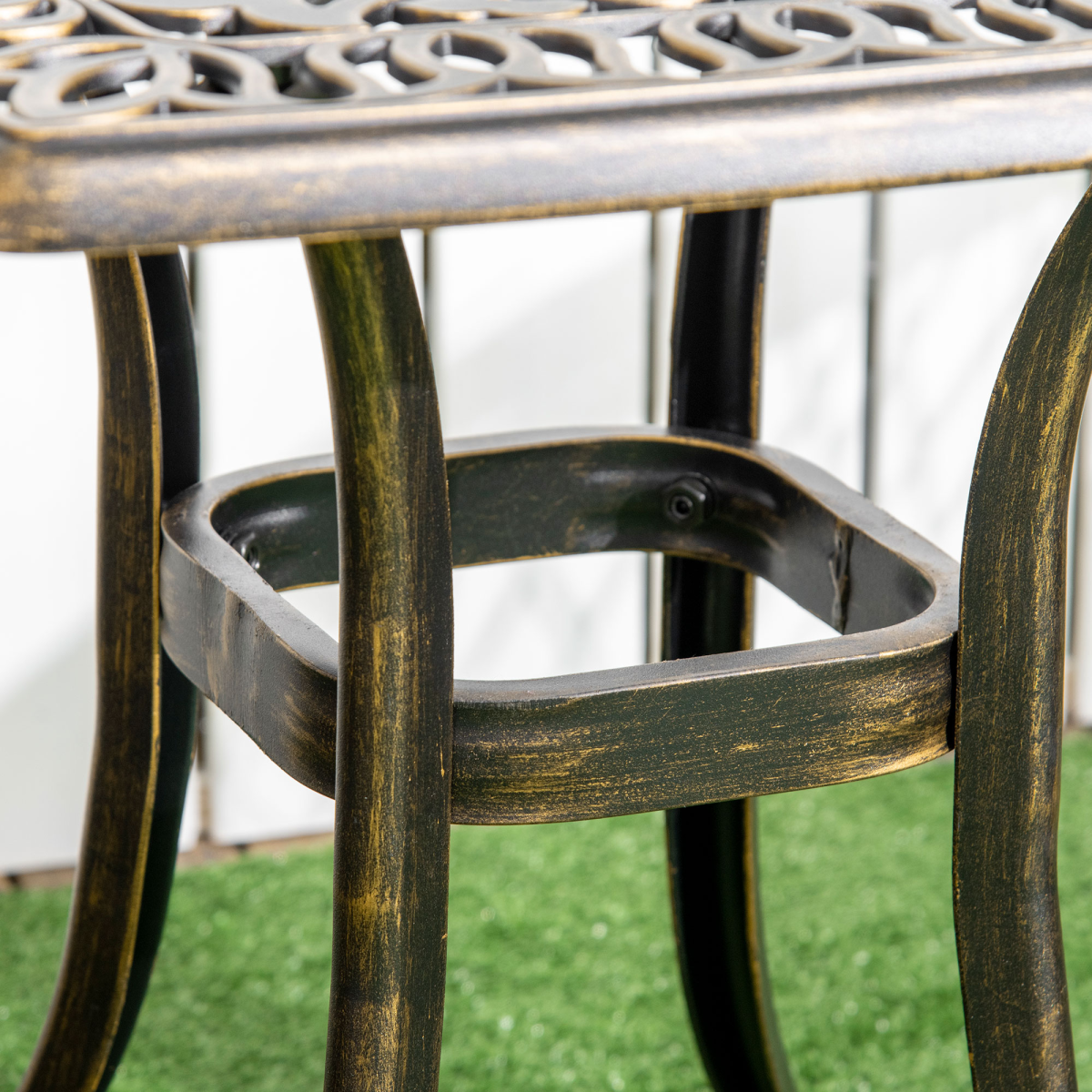 Outsunny 54 x 54cm Aluminium Outdoor Garden Side Table w/ Umbrella Hole, Bronze