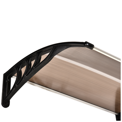 75 L x 120 W x 23 H cm Brown Polycarbonate Curved Awning w/ Black Bracket