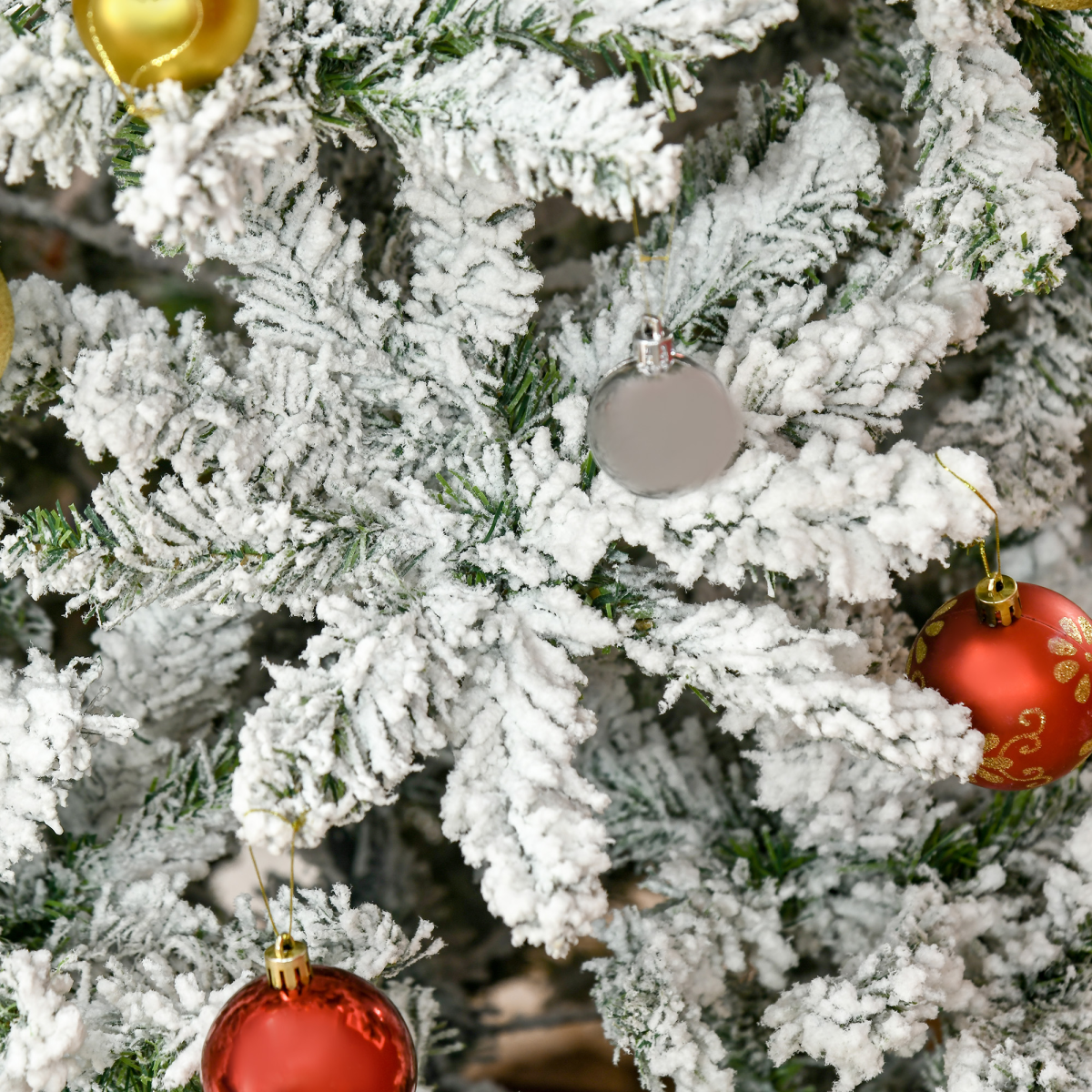 6ft Snow Flocked Artificial Christmas Tree w/ Realistic Branch Tips HOMCOM