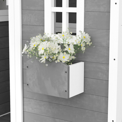 Outsunny Wooden Wendy House for Kids with Floor, for Gardens, Patios - Grey