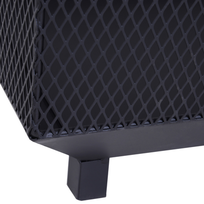 Outsunny Fire Pit, Square Shape, Steel-Black