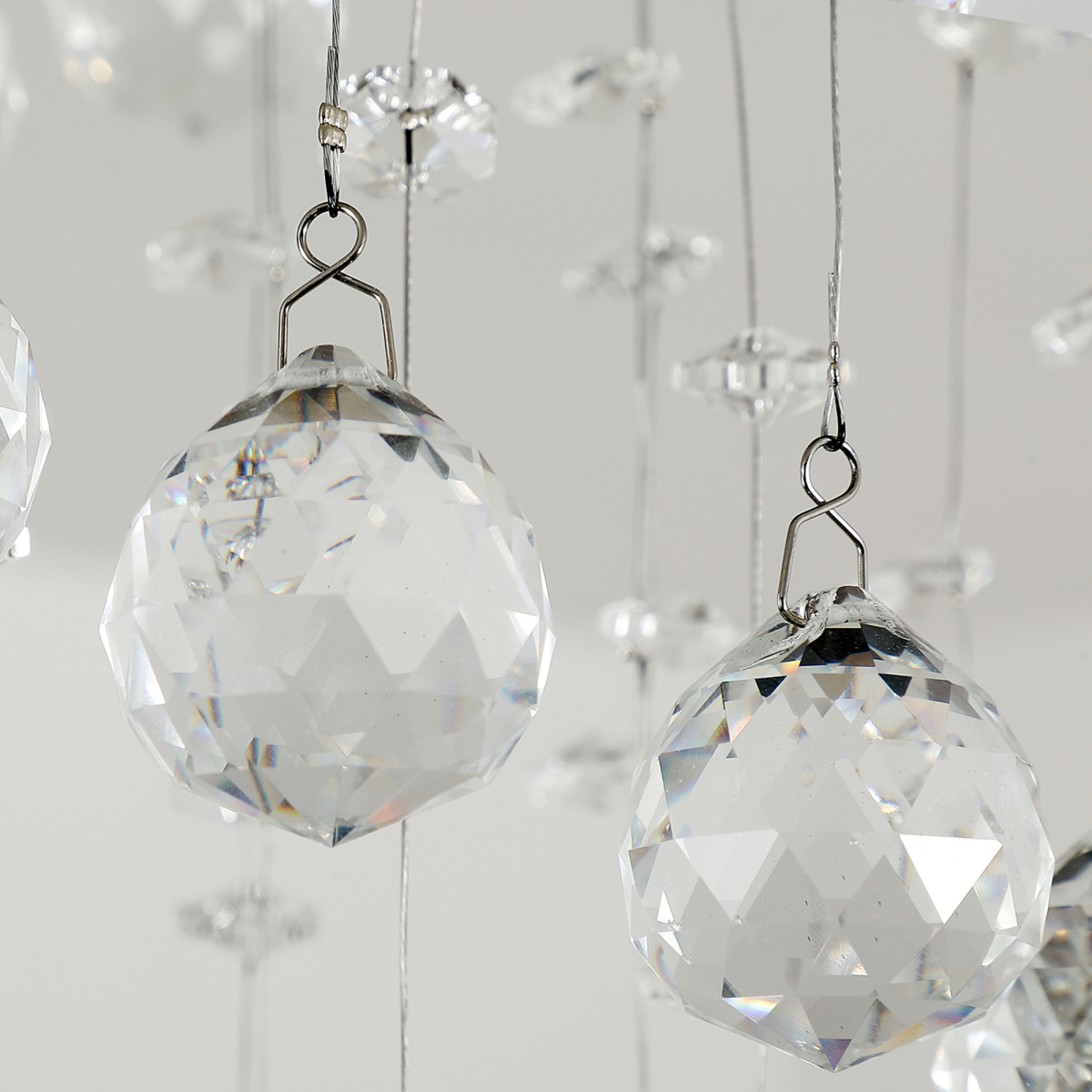 Crystal Chandelier, Spiral Rain Drop-Silver/Crystal