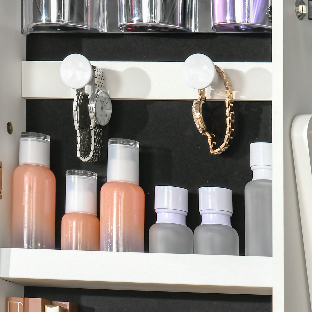 Mirrored Jewellery Cabinet  LED Light Lockable Jewellery Armoire White