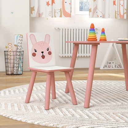 ZONEKIZ Kids Table and Chairs, Childrens Desk with 2 Chairs, Pink
